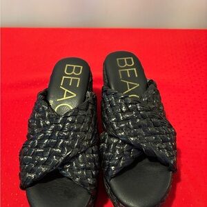 Women's Black Woven Sandals